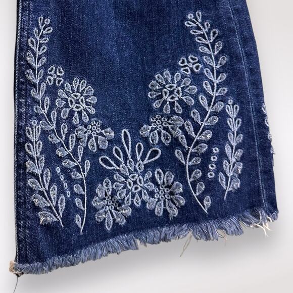 Rag & Bone 31 Women's Boho Floral Jeans Crop 10 Inch Flare Denim Embroidery Blue - Picture 8 of 11